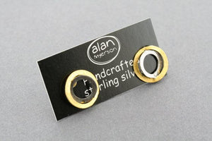 oxidized & gold plated double circle stud - Makers & Providers