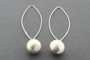 Scratched ball long drop earring - fine silver - Makers & Providers