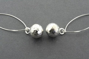 Hammered ball long drop earring - pure silver - Makers & Providers