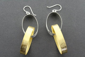 double oval ribbon earring - gold plated - Makers & Providers