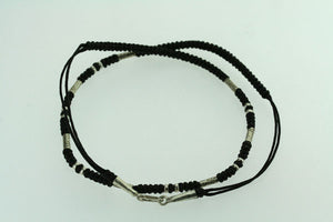 black thread & silver bead necklace - Makers & Providers