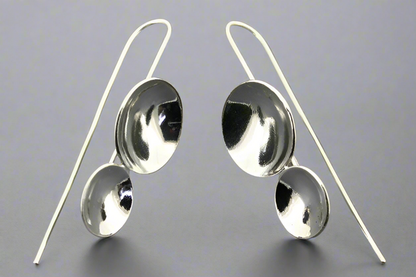 2 concave disc drop earring