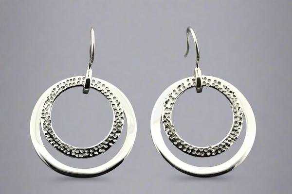 2 Loop Textured Earring - Sterling silver