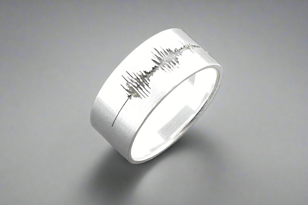 "I love you" Sterling Silver Voice Note Sound Wave Ring