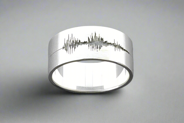 "I love you" Sterling Silver Voice Note Sound Wave Ring