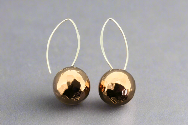 16mm Copper Ball and Silver Battered earrings