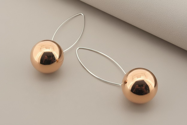 24mm Copper ball drop earring - sterling silver
