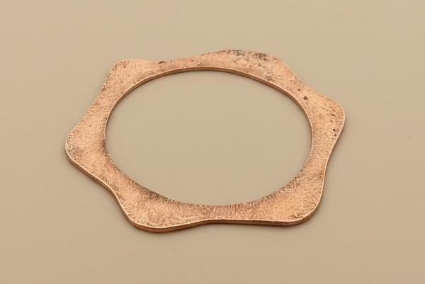 Curved and textured disc bangle - copper