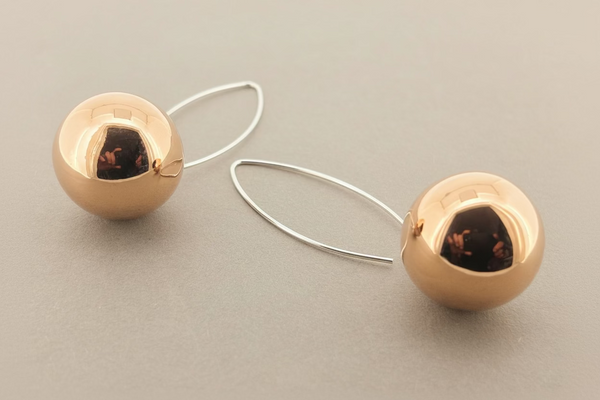 24mm Copper ball drop earring - sterling silver