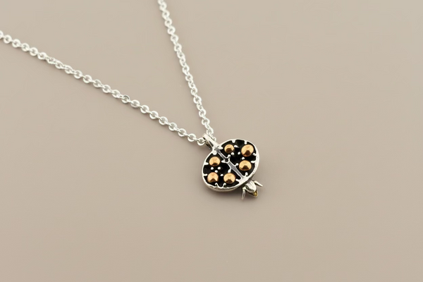 Copper Pomegranate Pendant Necklace — Sterling Silver Chain