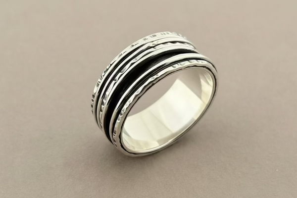 5 stacker rustic spinner ring - sterling silver