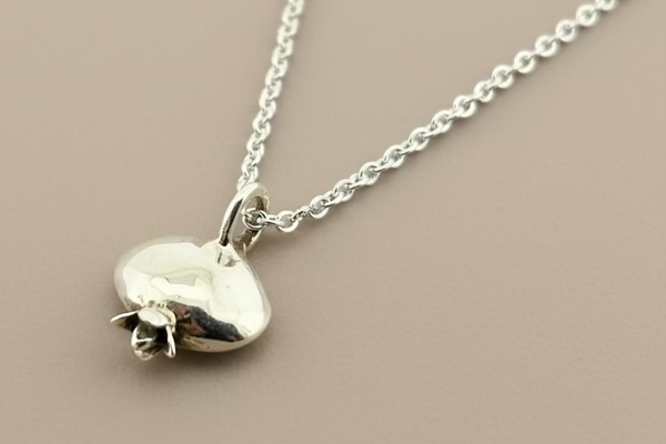 Garnet pomegranate pendant necklace - sterling silver