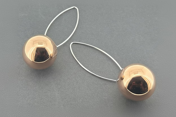 24mm Copper ball drop earring - sterling silver
