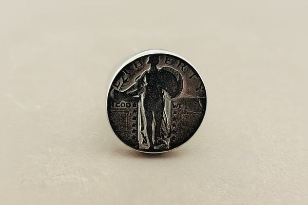 Liberty coin signet ring - sterling silver