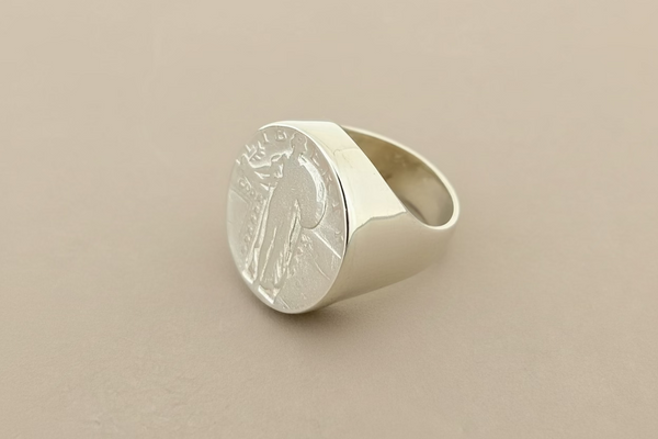 Liberty coin signet ring - sterling silver