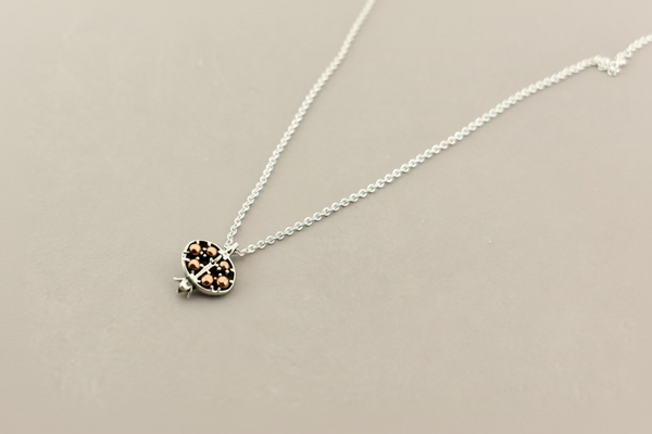 Copper Pomegranate Pendant Necklace — Sterling Silver Chain