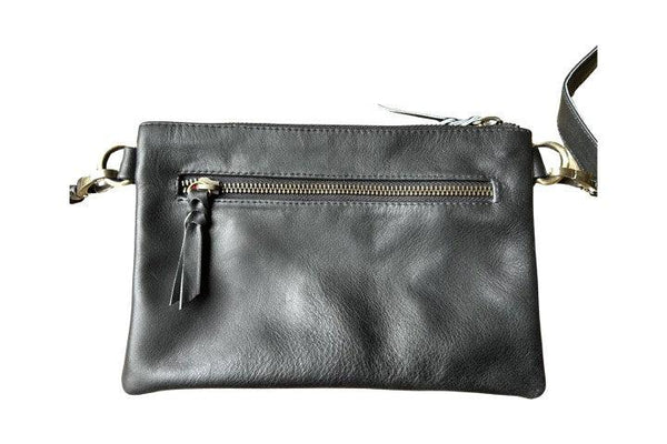 back view of leather shoulder bag