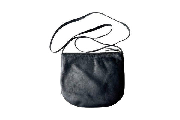 leather shoulder bag with long strap