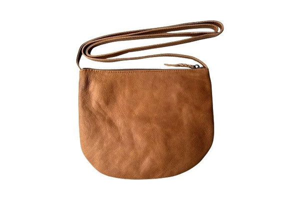 leather shoulder bag with long strap