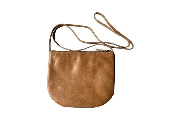 leather shoulder bag with long strap