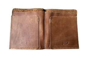 open leather wallet
