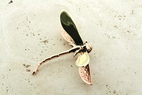 Copper & brass dragonfly brooch / pendant