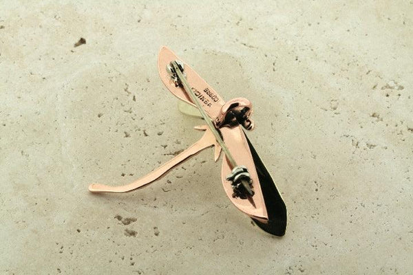 Copper & brass dragonfly brooch / pendant