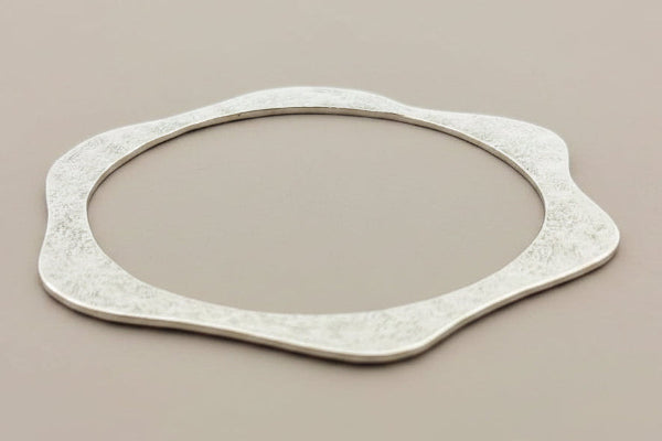 Organic disc bangle - sterling silver