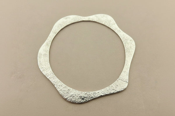Organic disc bangle - sterling silver