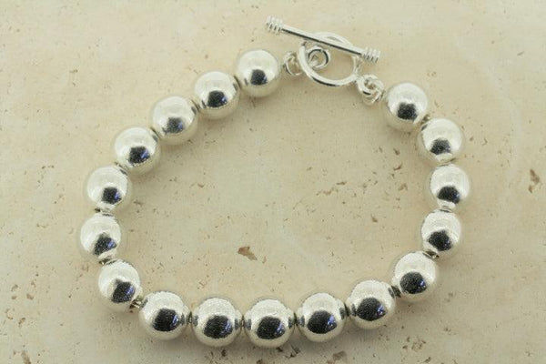 #10 round bead bracelet - sterling silver