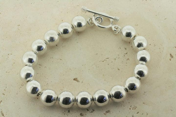 #10 round bead bracelet - sterling silver