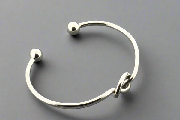 Eternity heart knot cuff - ball bead ends - sterling silver