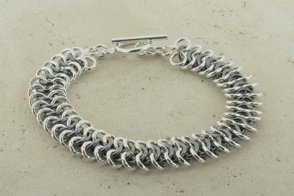 3 interlinked ring bracelet - polished & oxidized