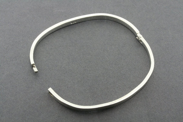 Square profile oval hinge bangle - sterling silver