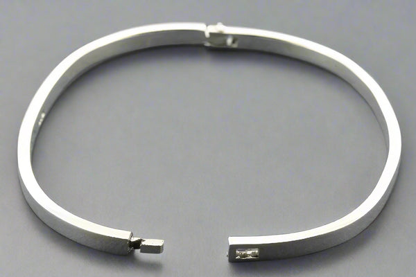 Square profile oval hinge bangle - sterling silver