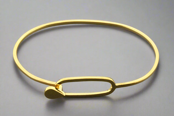Oval & teardrop closer bangle - gold over silver