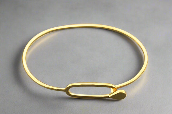 Oval & teardrop closer bangle - gold over silver