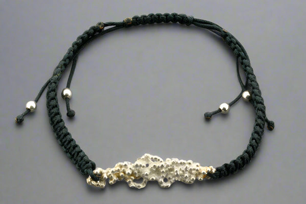 Silver fire coral & string bracelet