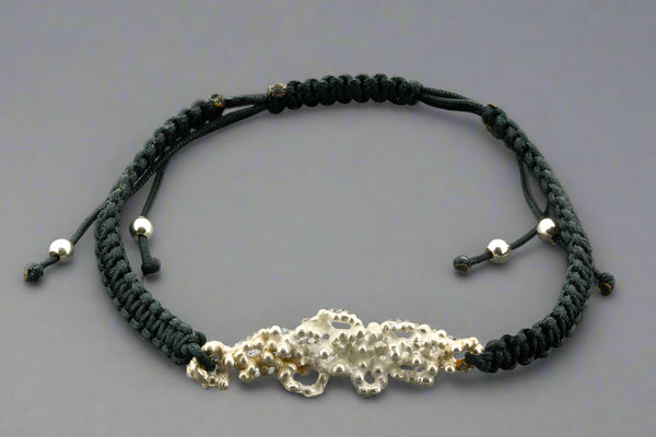 Silver fire coral & string bracelet