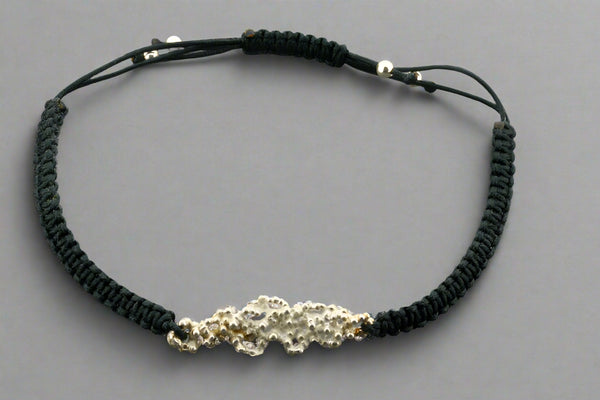 Silver fire coral & string bracelet