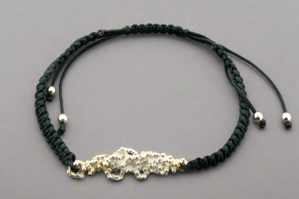 Silver fire coral & string bracelet