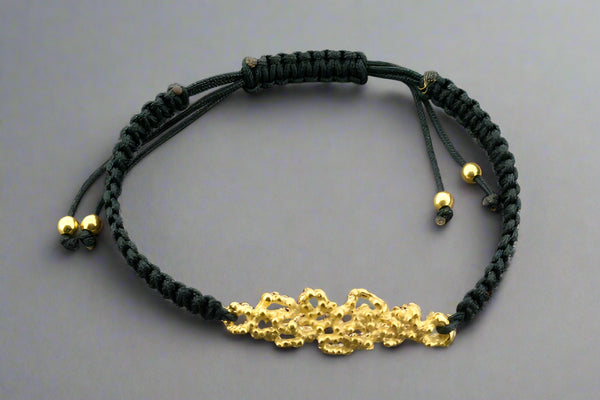 22Kt gold over Silver fire coral & string bracelet