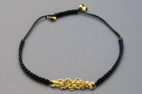 22Kt gold over Silver fire coral & string bracelet