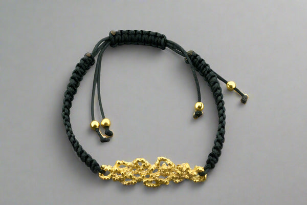 22Kt gold over Silver fire coral & string bracelet