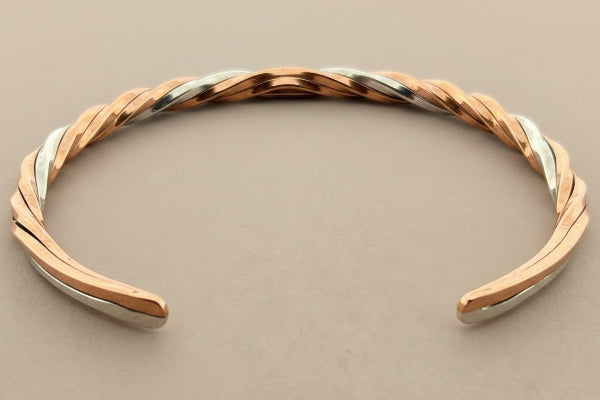 Copper & silver intertwined cuff
