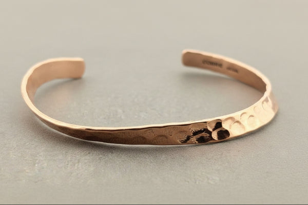 Hammered copper buckled cuff