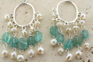 Aquamarine & pearl hoop earrings - sterling silver - Makers & Providers