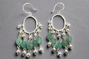 Aquamarine & pearl hoop earrings - sterling silver - Makers & Providers