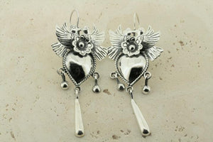 Love birds with flower & heart drop earrings - Makers & Providers