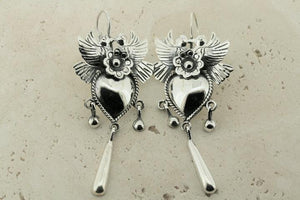 Love birds with flower & heart drop earrings - Makers & Providers